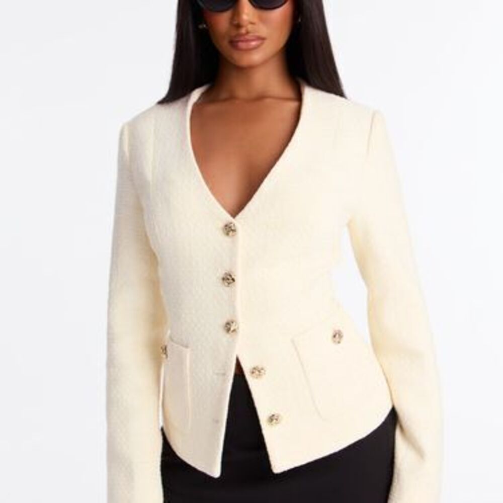 Tweed Blazer - Cream - 2X